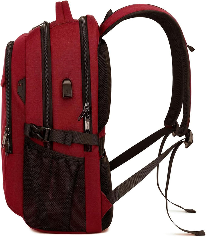 Rugzak met speciaal laptopvak, waterbestendig en externe USB-oplaadpoort.