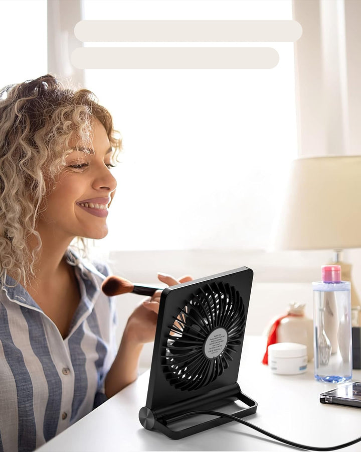 Compacte tafelventilator voor een vredige, frisse luchtstroom. Fluisterstille koeling voor kantoor en thuis.