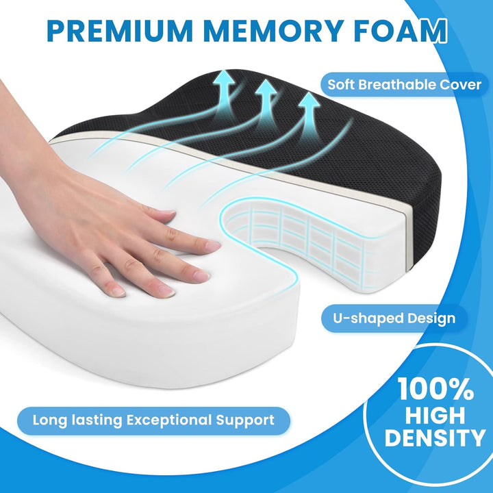 Memory foam zitkussen voor een ontspannen reis of werkdag. Minder rugpijn, meer comfort.