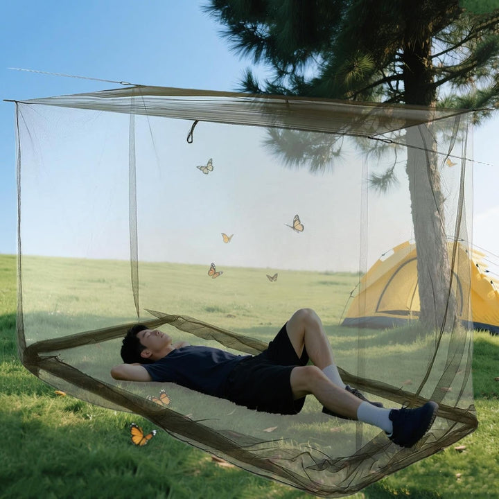 Multifunctioneel buitenvliegnet, geschikt voor terras, tuin, kamperen en reizen.