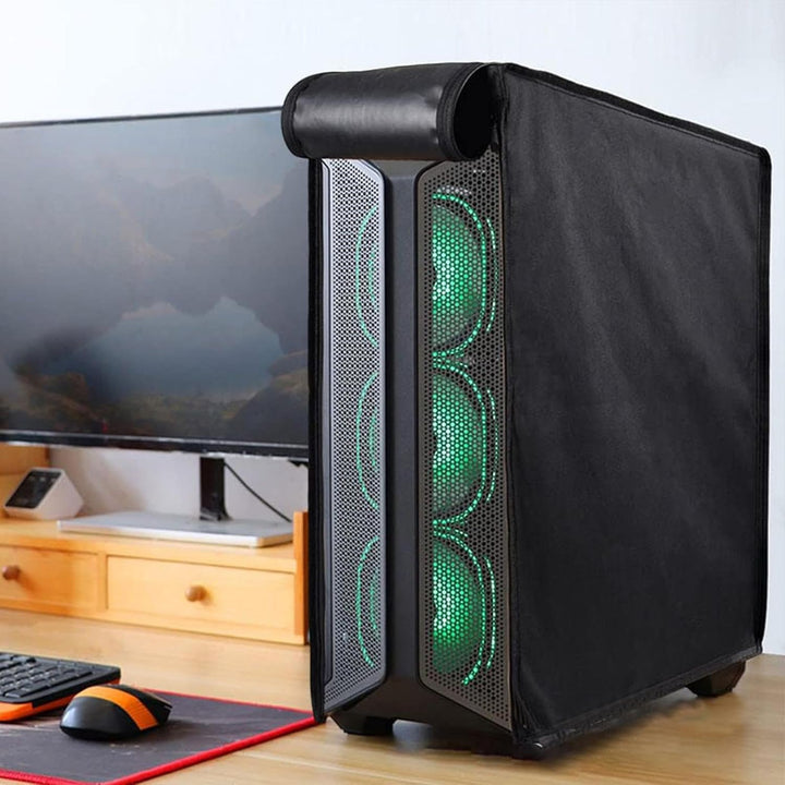 Waterdichte CPU cover met ritsen; essentieel voor een stofvrije en goed beschermde PC.