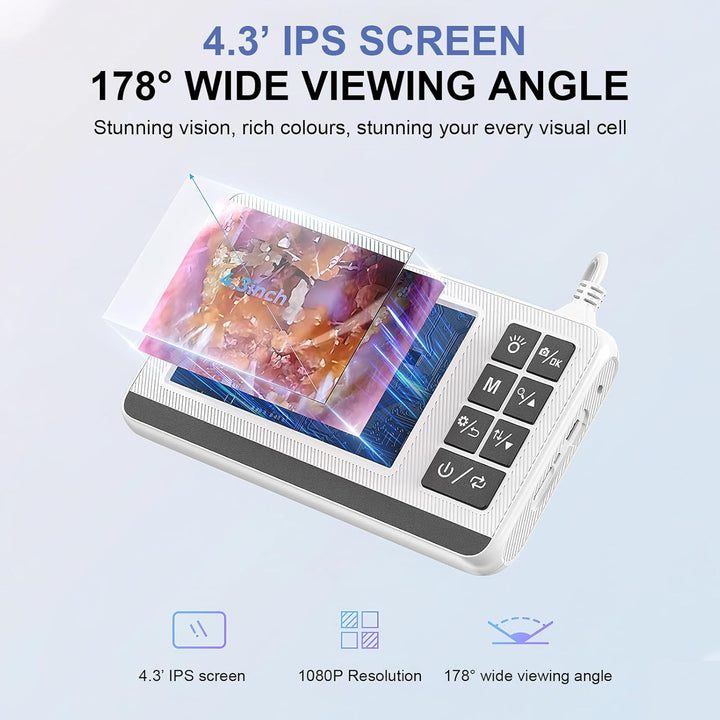 Unisex digitale otoscoop voor thuisgebruik met 4.3-inch HD scherm, ideaal voor oorhygiëne.