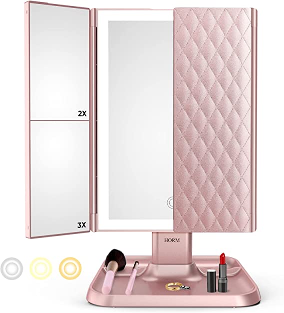 Stijlvolle make-up spiegel met dimbare LED-verlichting, een perfect cadeau voor vrouwen en schoonheidsliefhebbers.