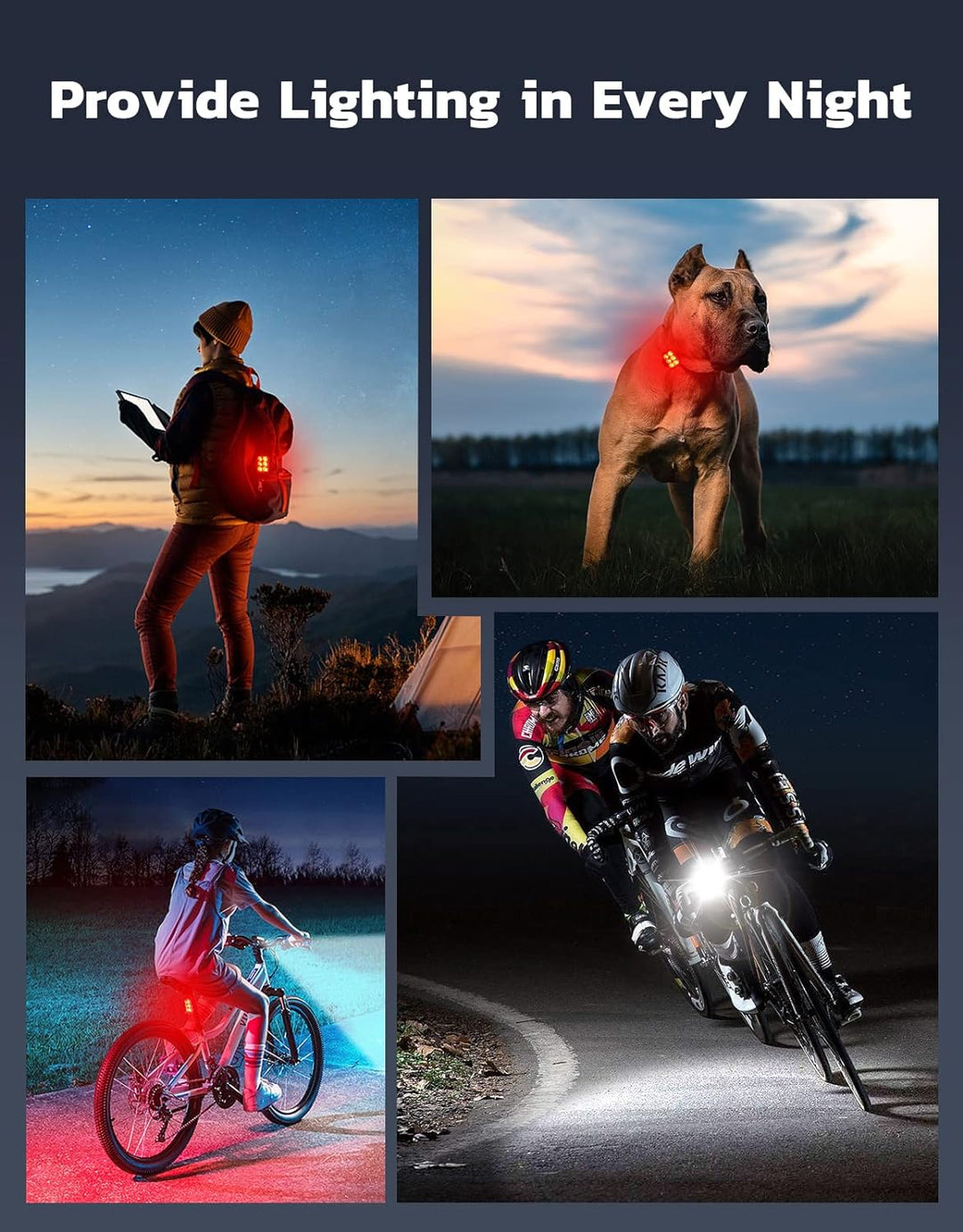 Modern, ultra slank design fietslampen set. USB oplaadbaar LED voor- en achterlicht voor elke fiets.
