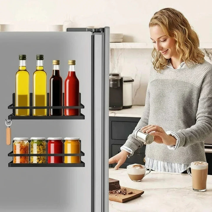 Multifunctioneel magnetisch rek voor keukenopslag en organisatie. Perfect voor kruiden, zonder boren te bevestigen.