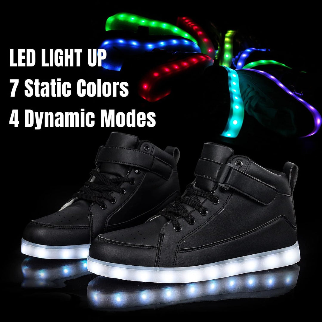 LumaBoost feestschoenen: lichtgevende sneakers met oplaadbare zolen, perfect voor de dansvloer.