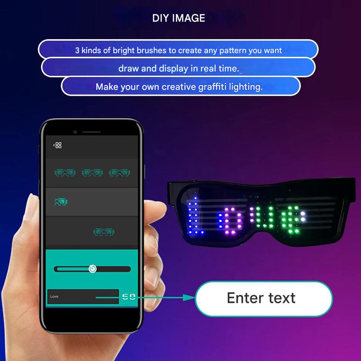 Detailopname van de heldere, programmeerbare LED's op de GlowBeat feestbril; veelzijdige lichteffecten.