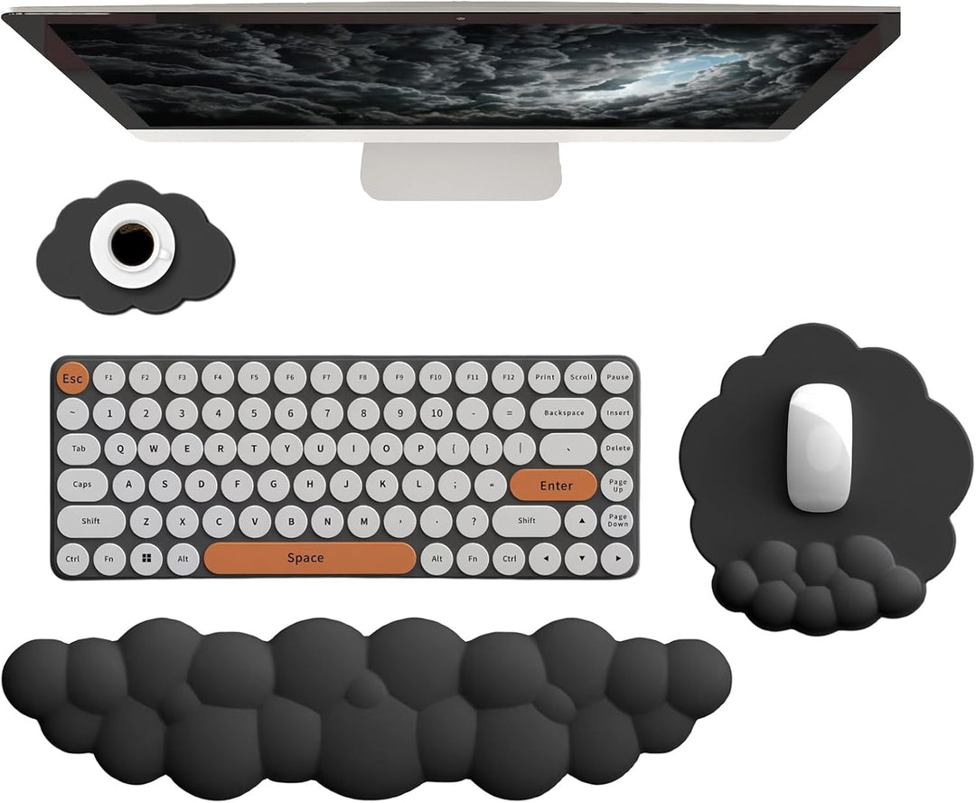 Mooie wolken polssteun set van traagschuim; combineert comfort met stijl.