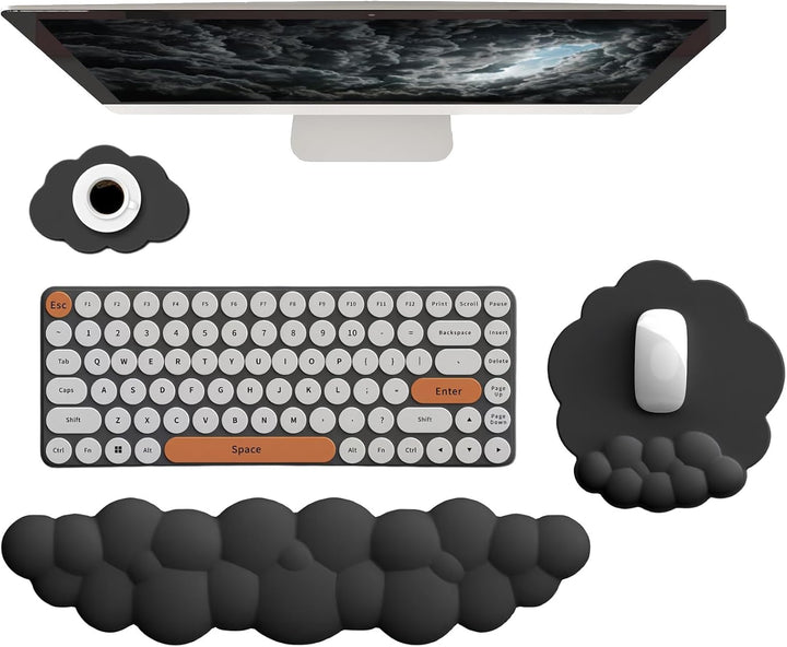 Mooie wolken polssteun set van traagschuim; combineert comfort met stijl.