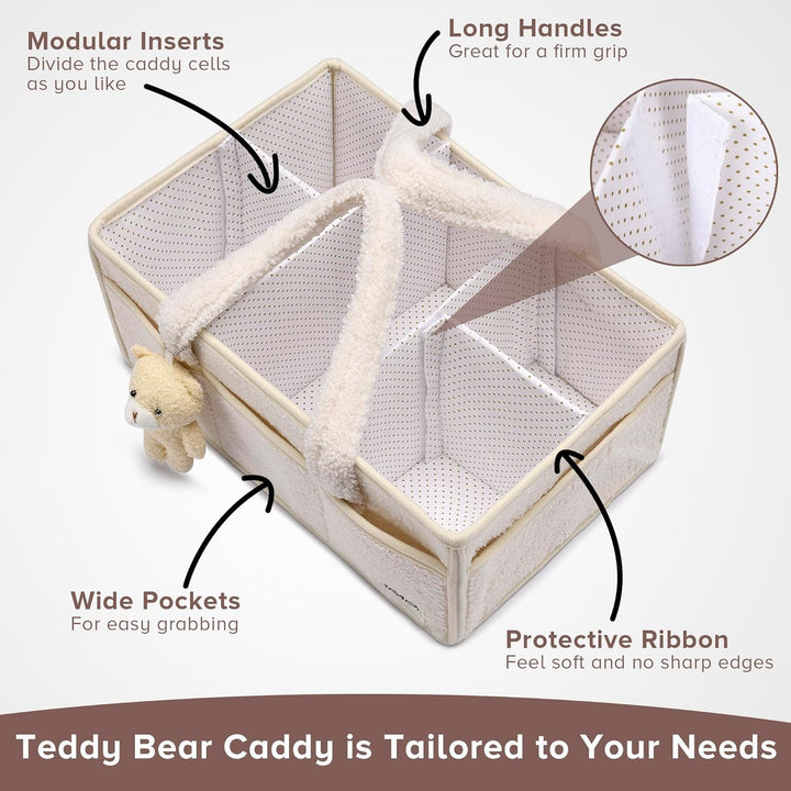 Elvoria sherpa caddy, de perfecte oplossing voor georganiseerde babyspullen.