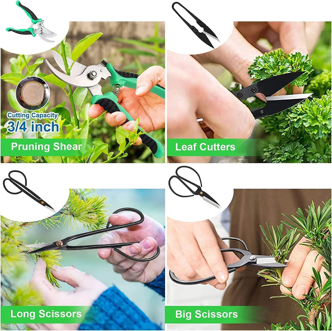 Complete hobby bonsai gereedschapsset voor beginners en experts, inclusief snoeischaar, draden en tangen.