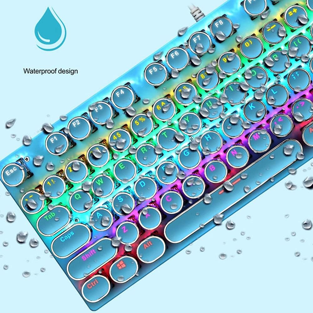 Duurzaam 87-toetsen mechanisch toetsenbord met RGB en blauwe schakelaars voor gamers.