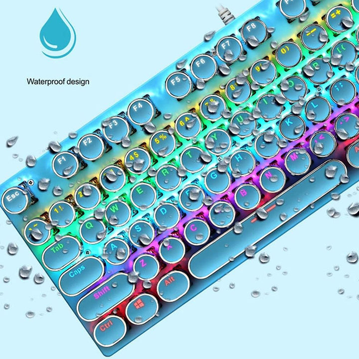 Duurzaam 87-toetsen mechanisch toetsenbord met RGB en blauwe schakelaars voor gamers.