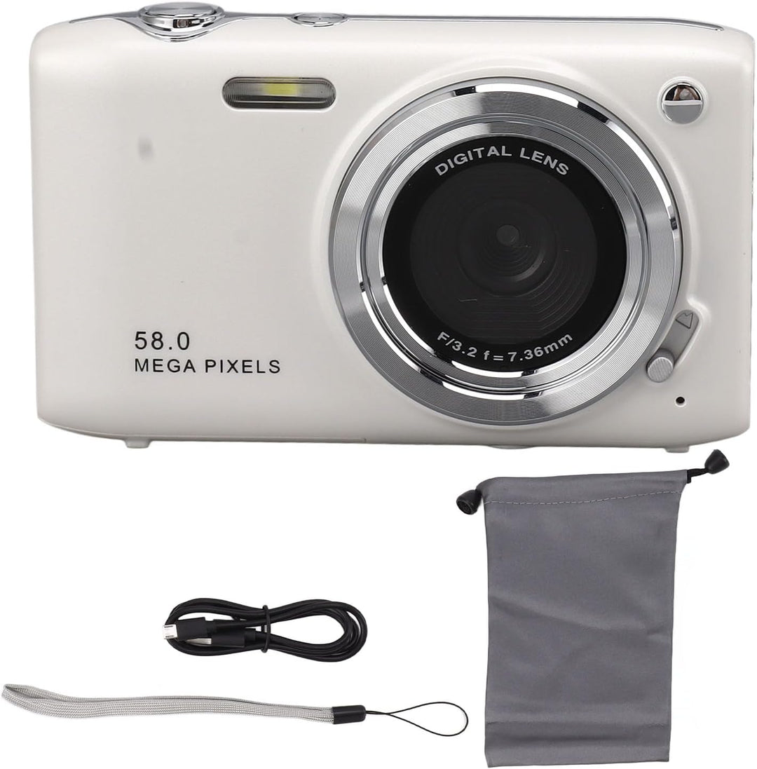 Digitale camera Lumora 4K, goudkleurig, 58MP foto's, 16x zoom, perfecte gadget.