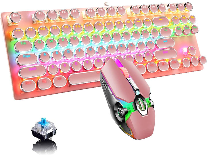 Gaming toetsenbord, mechanisch, 87 toetsen, RGB, blauwe switches, verbetert typervaring.