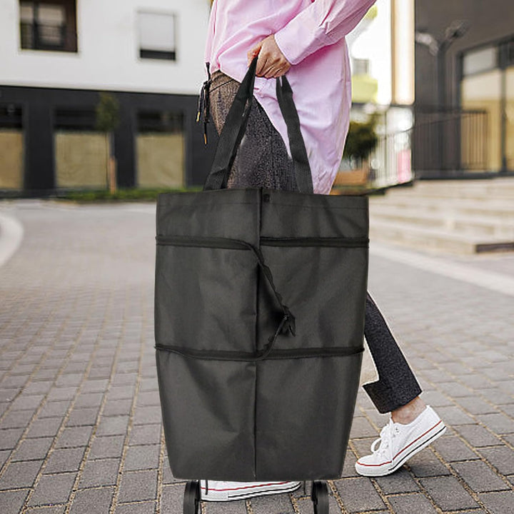 Veytra tote tas met wielen, opvouwbaar, grote capaciteit voor boodschappen.