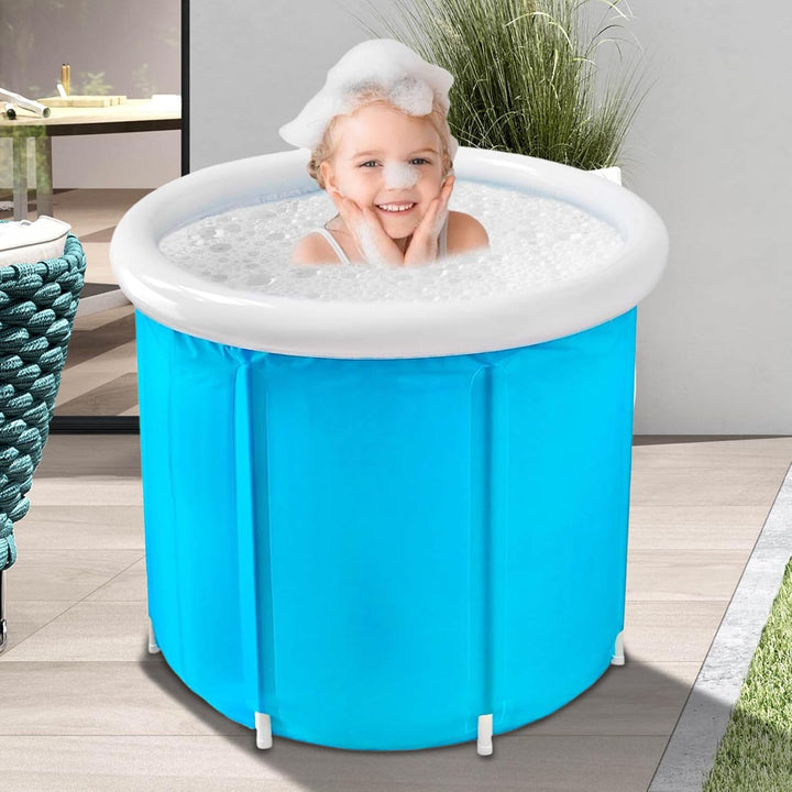 Opvouwbaar bad Eloria: draagbaar en lekvrij. Ideaal voor volwassenen en kinderen; compact voor thuis, tuin of reizen.