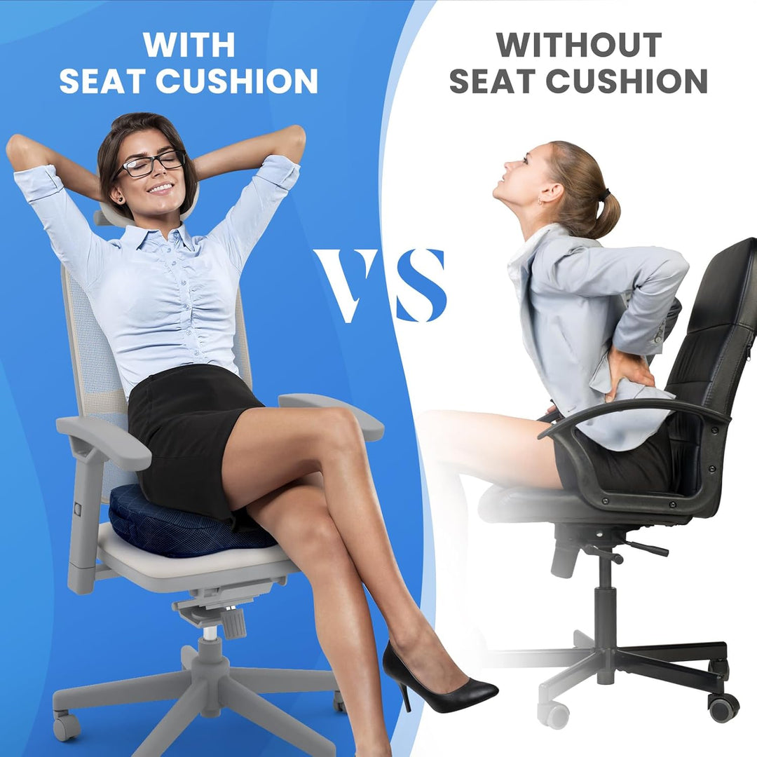 Zacht memory foam zitkussen. Geeft extra comfort & ondersteuning in je autostoel of bureaustoel.