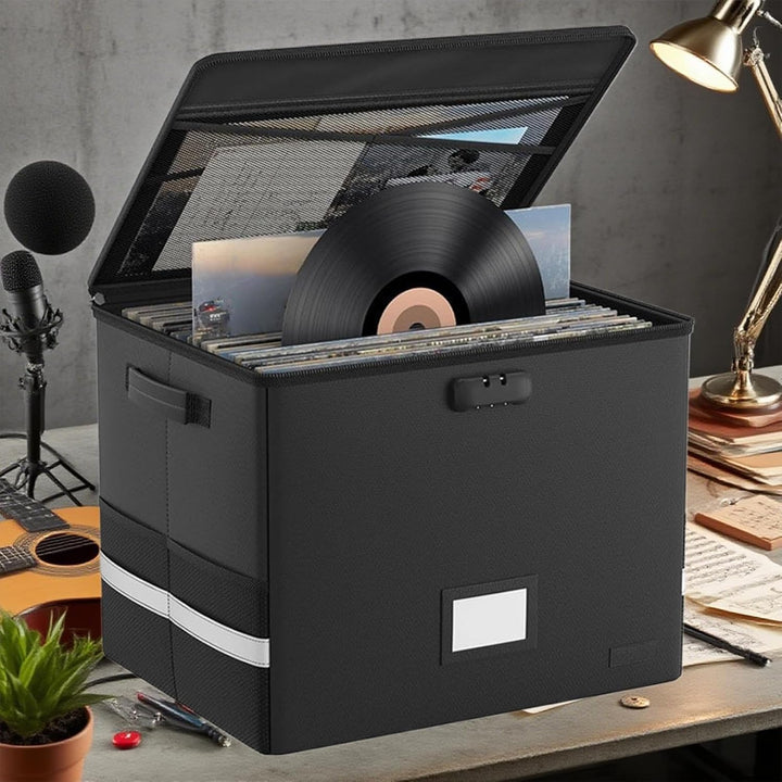 Bescherm je vinylcollectie met deze brandwerende, waterdichte platenkoffer. Veilige recordopslag.