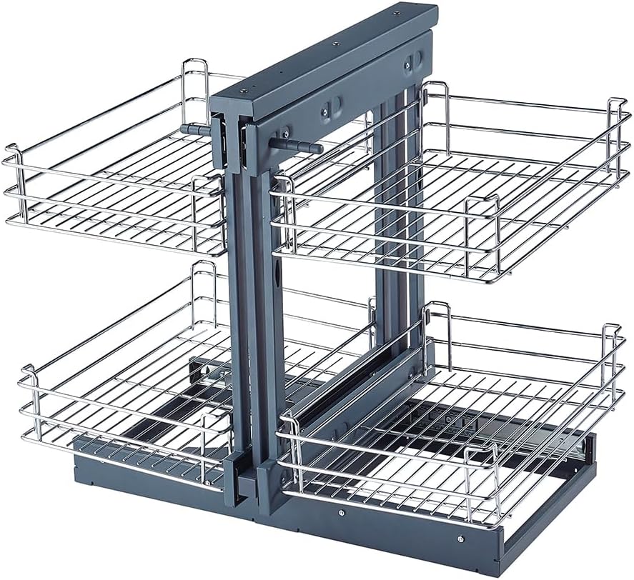 Duurzame koolstofstaal uittrekbare plank, perfecte keuken organizer voor blinde hoekkast opbergruimte.