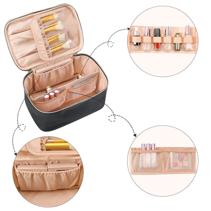 Functionele make-up opberger met verstelbare verdelers, voor optimale organisatie.