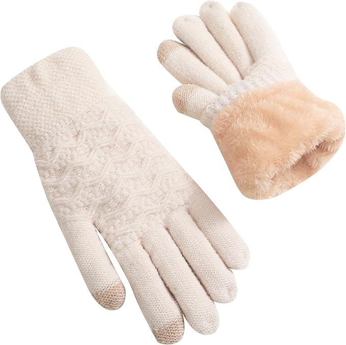 Dames fleece gevoerde handschoenen, touchscreen geschikt, in klassiek zwart voor de winter.