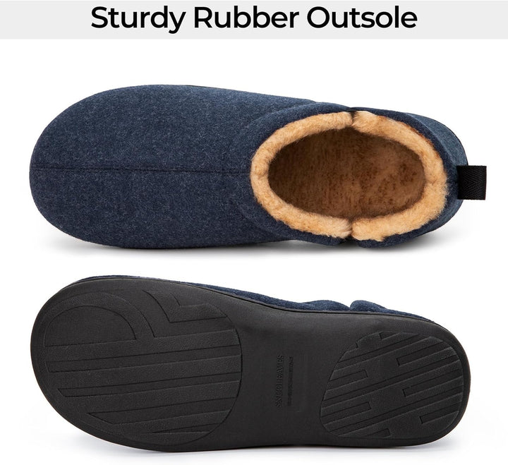Zwarte heren comfort pantoffels Noah, warme huispantoffels met antislip.