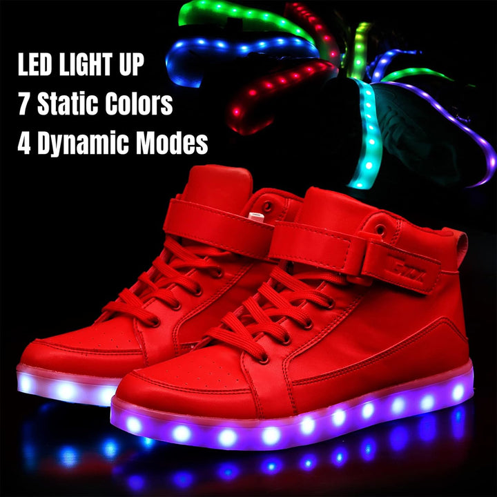 Comfortabele unisex feestschoenen: LumaBoost LED sneakers met heldere, oplaadbare lichteffecten.