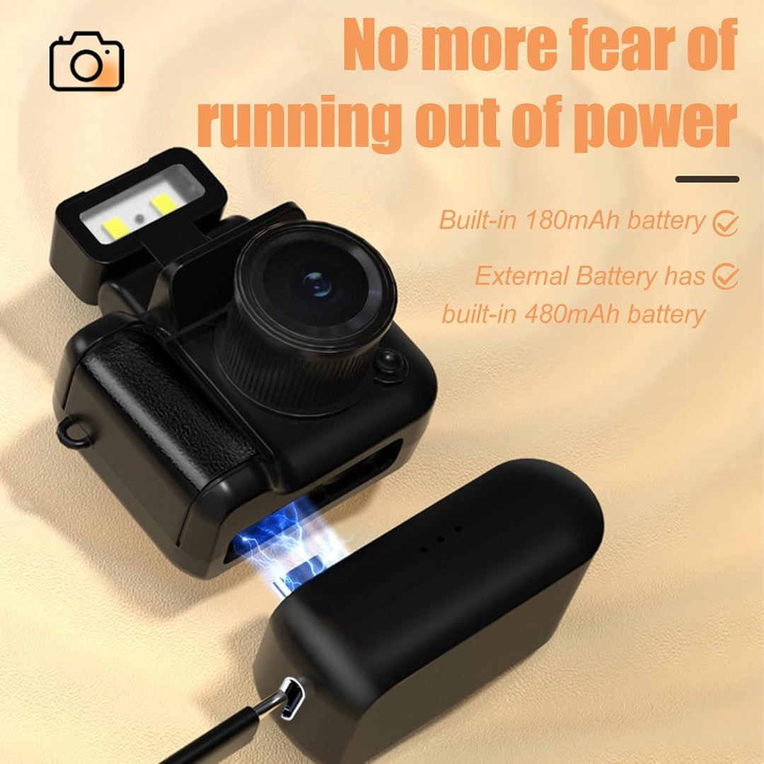 Draagbare mini 1080p sleutelhanger camera in hand, benadrukt gebruiksgemak en compactheid.