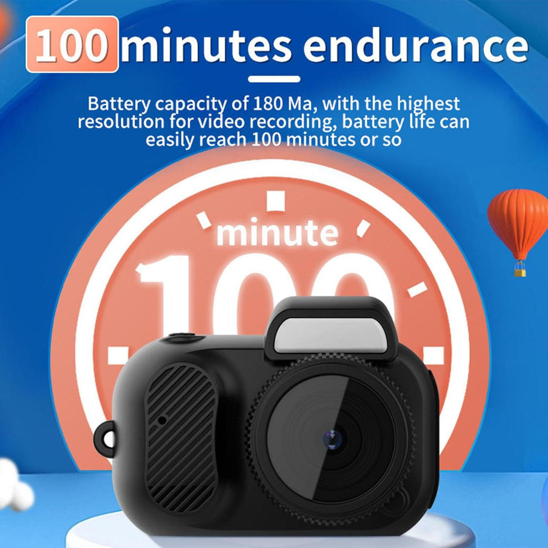 Lurevo mini digitale camera met 100-minuten batterijduur voor langdurige 1080P HD video opnames.