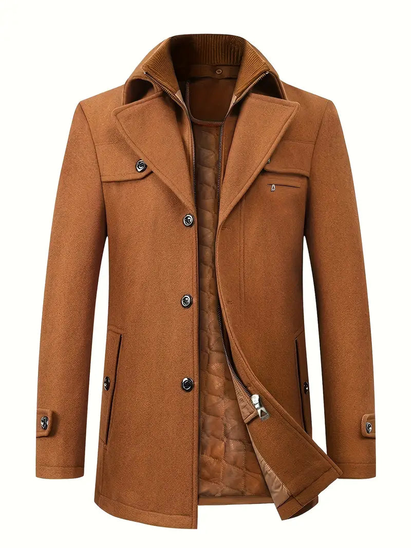 Warme heren mantel, lange bovenkleding perfect voor zowel formele als casual gelegenheden.