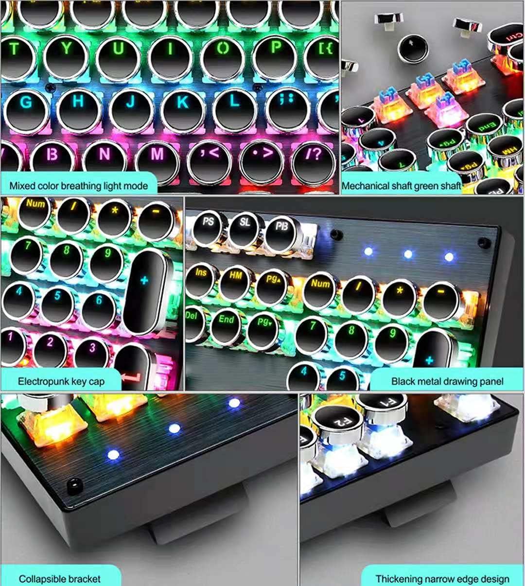 RGB mechanisch 87-toetsen gaming toetsenbord met responsieve blauwe schakelaars.