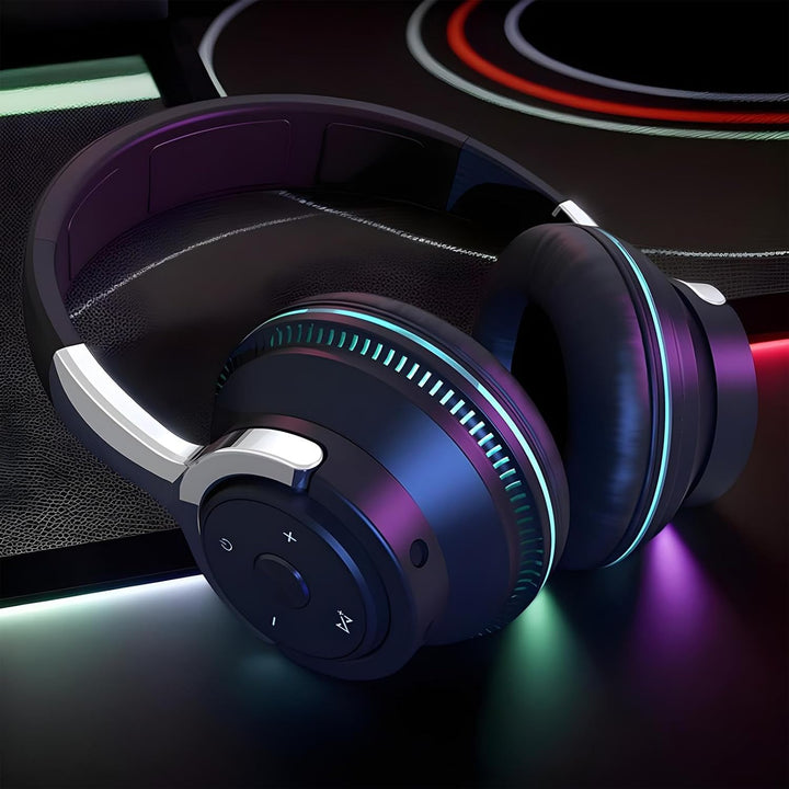 Veelzijdige opvouwbare koptelefoon met bluetooth en RGB licht. Ideaal accessoire voor audio & gaming.