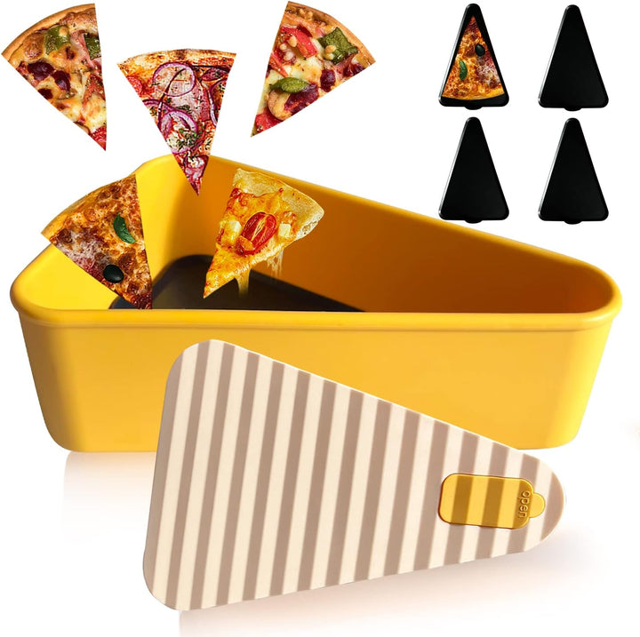 SliceSafe herbruikbare pizza opslagcontainer met 2 schalen voor verse pizza slices.