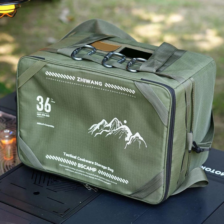 Tarvos camping duffeltas van duurzaam materiaal, perfect voor buitensport en opslag van uitrusting.