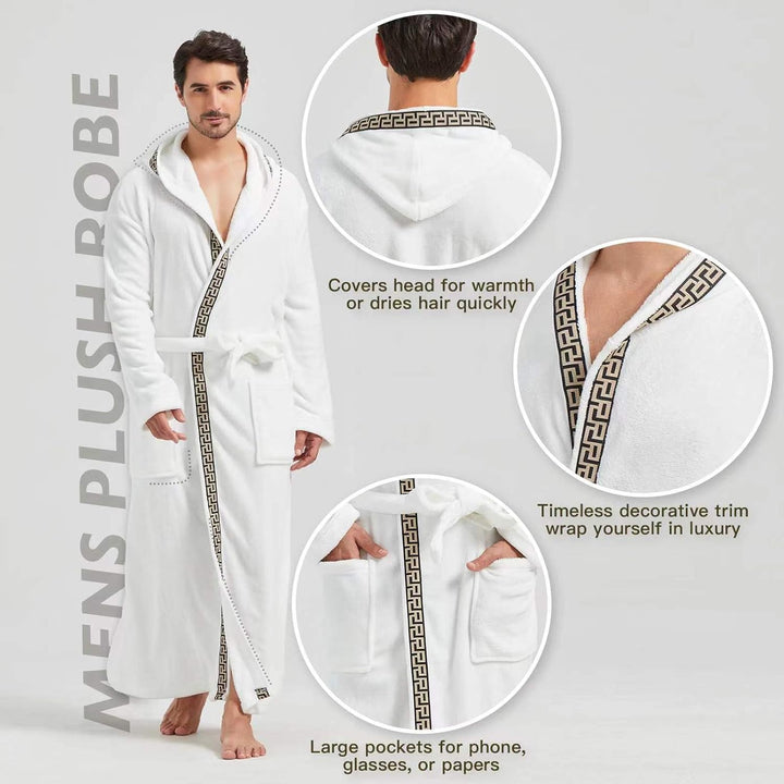 Ontspannen in stijl met deze comfortabele flanellen heren badjas James.
