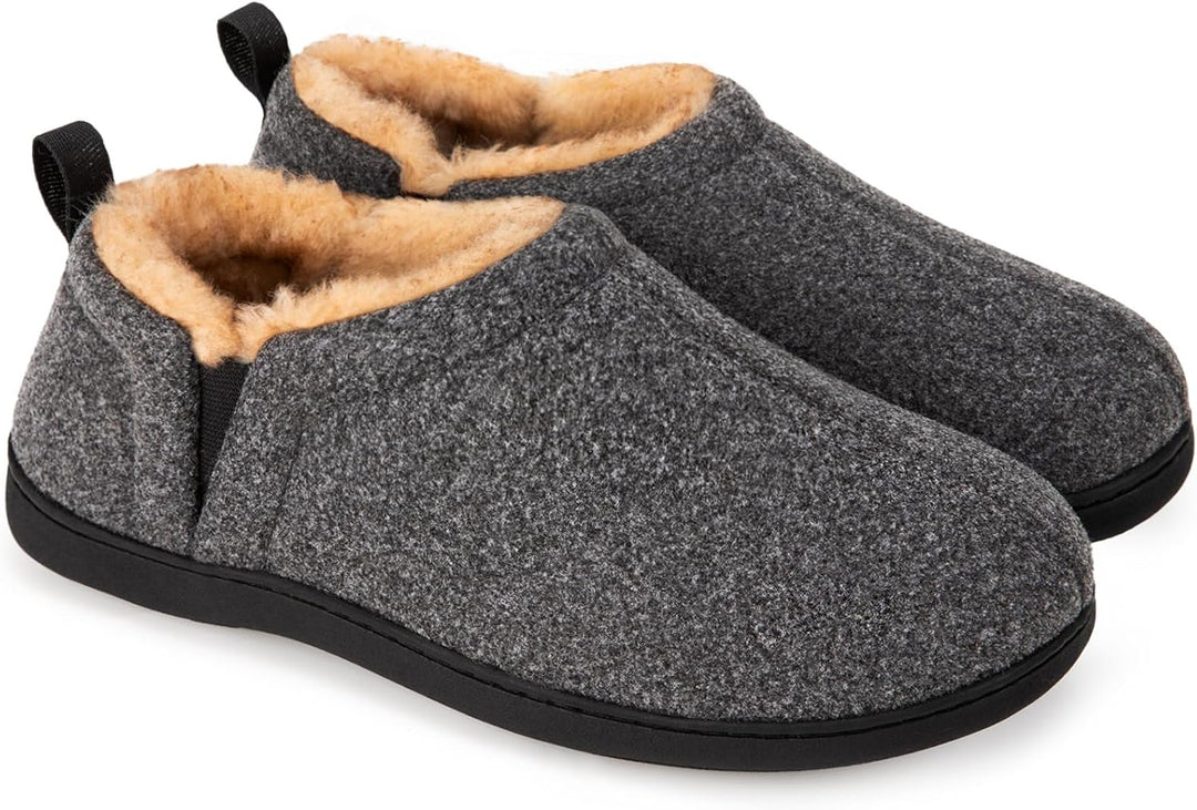 Grijze heren pantoffels Noah, casual en warm, perfect als huispantoffels.