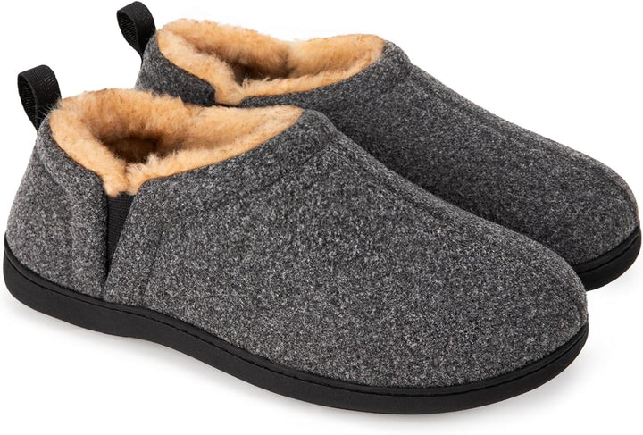 Grijze heren pantoffels Noah, casual en warm, perfect als huispantoffels.