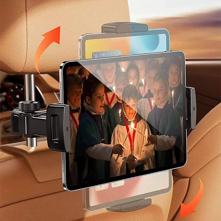 Handige gadget: universele hoofdsteun houder voor tablet of telefoon in de auto. 360° verstelbaar en stevig.