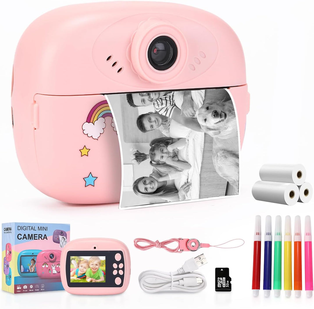 Lymora kindercamera, directe afdruk, dubbele lens & HD video. Perfect educatief speelgoed voor creatieve kinderen 3-12 jaar.