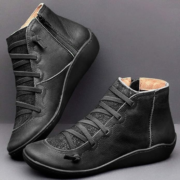 Elegante Hoymans dames enkellaarzen met vetersluiting, gemaakt van PU-leer, ideaal voor herfst en winter.