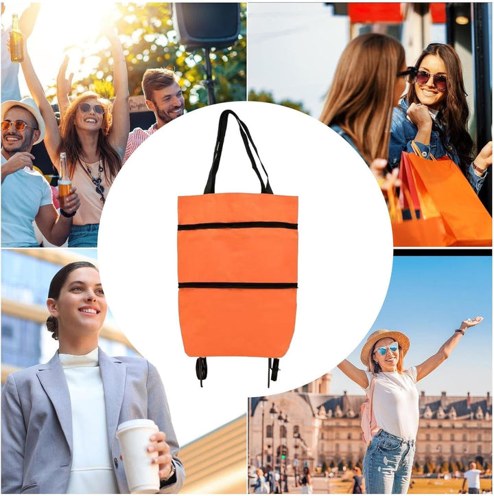 Opvouwbare tas met wielen, herbruikbaar en groot, perfect voor elke winkelbeurt.