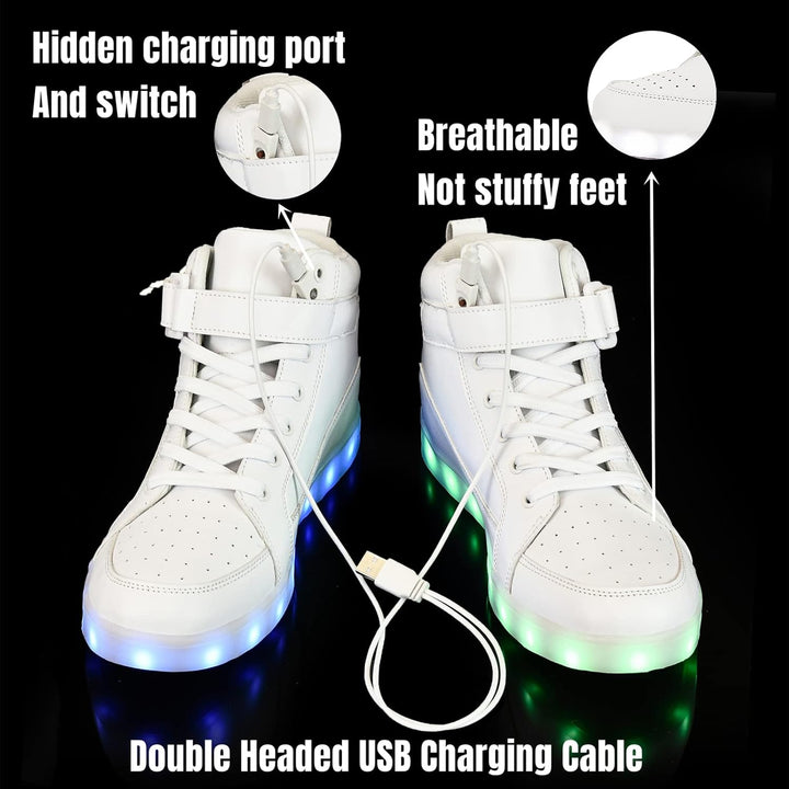 Oplaadbare LED LumaBoost sneakers, unisex en ideaal voor avondwandelingen met een extra twist.