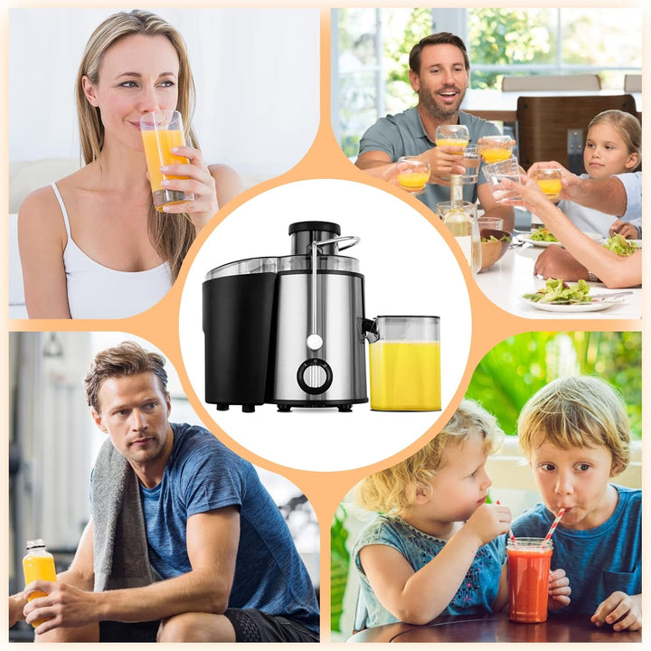 Compacte en krachtige sapmaker voor dagelijks vers sap. Deze 3-snelheden juicer is eenvoudig te bedienen en te reinigen.