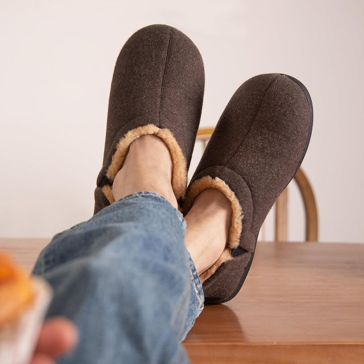 Stevige heren huispantoffels Noah, met antislip zool voor extra veiligheid.