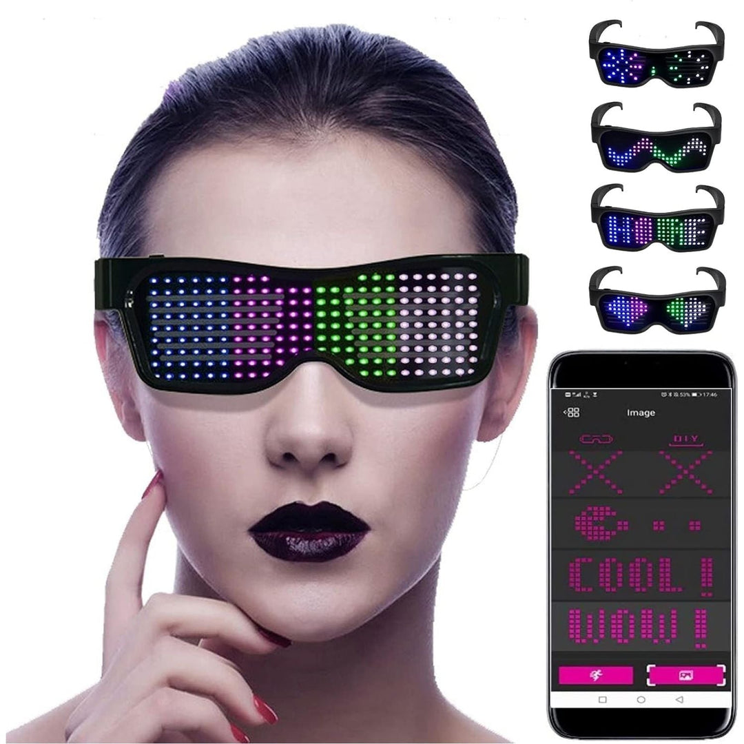 Unisex app-programmeerbare LED feestbril met GlowBeat technologie voor festivals & feesten.