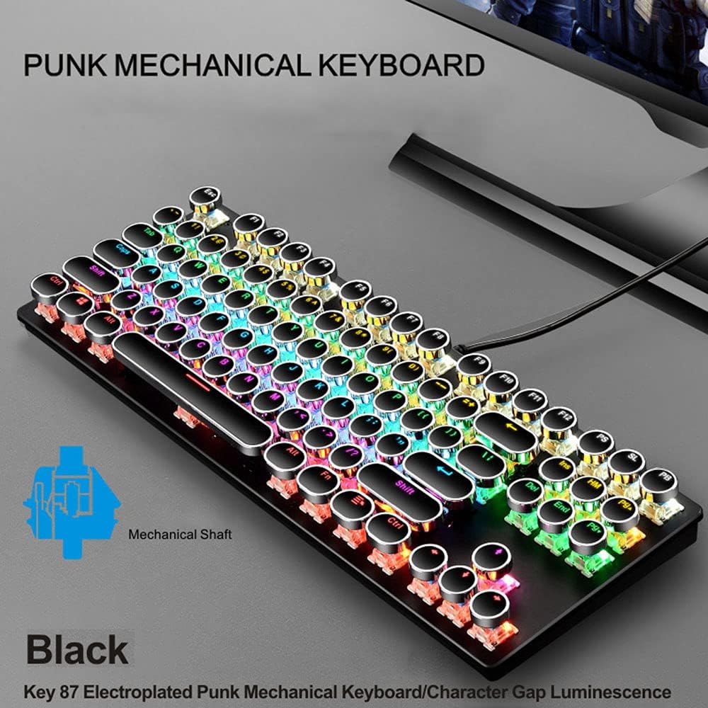Mechanisch 87-toetsen gaming toetsenbord, RGB-verlichting, blauwe switches, perfect voor eSports.