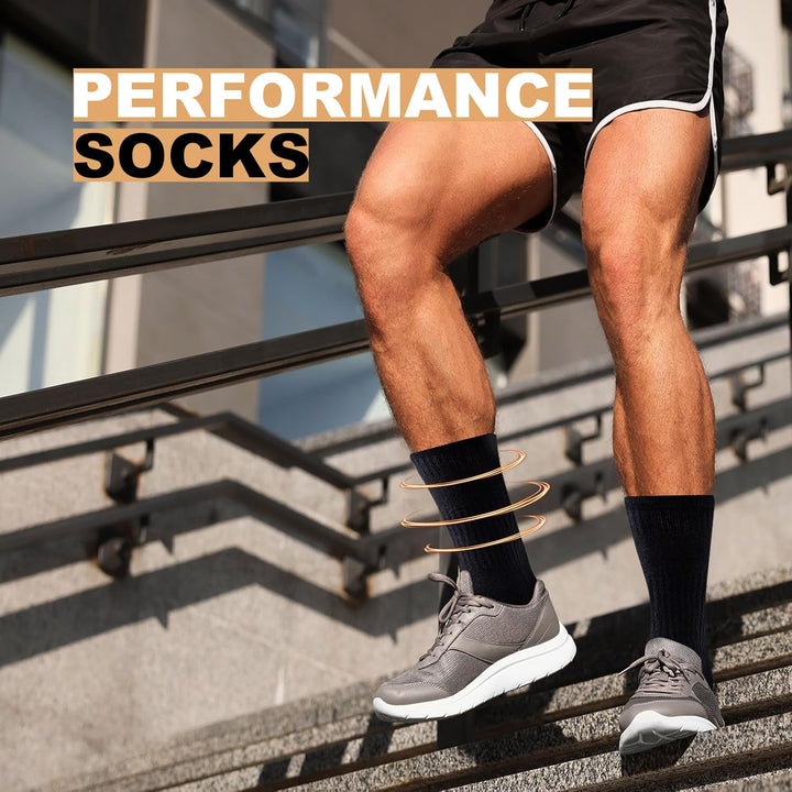 Daniel heren crew sportsokken gedragen met sportschoenen, bieden superieure grip en demping.