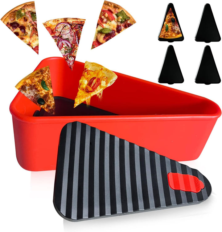 SliceSafe pizza container, ideaal voor meal prep en koelkast organisatie.