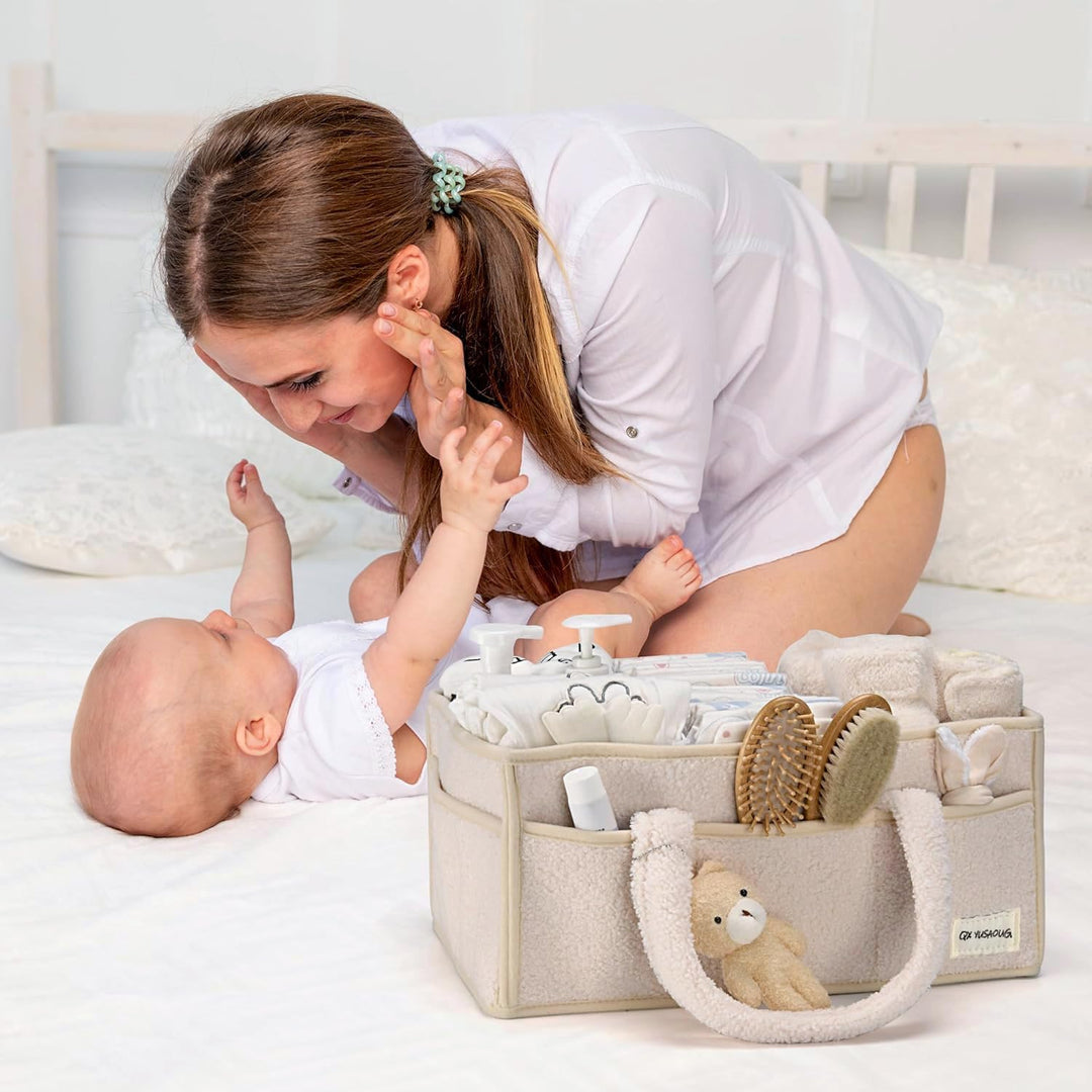 Sherpa luiertas met vakken, ideaal voor pasgeboren baby's en peuters.